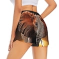 thumbnail image 4 of Picia Elephant Sunset in Kenya Pattern Women's 2 in 1 Athletic Running Shorts High Waisted Workout Casual Gym Sweat Shorts with Comfy Liner Zipper Pockets-Medium, 4 of 9