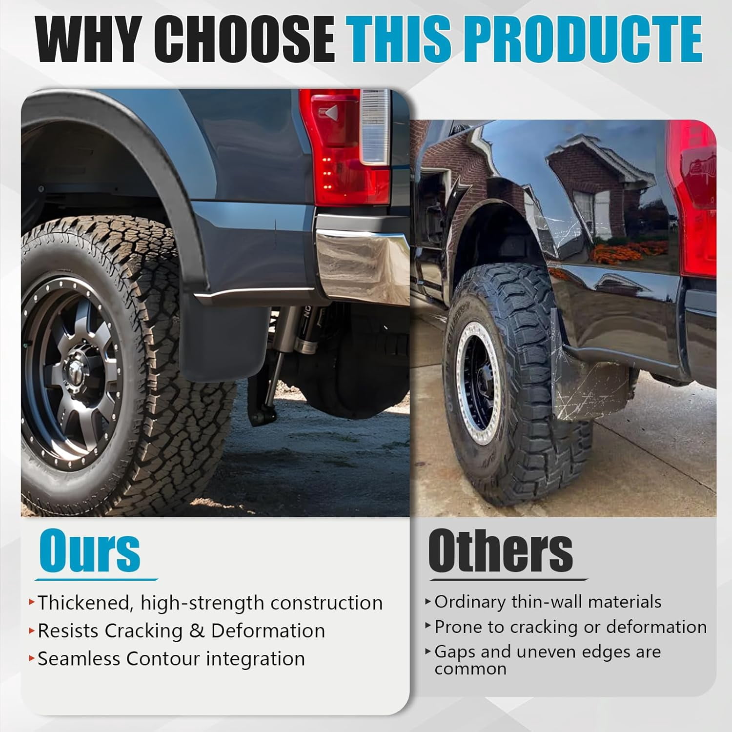 Mud Flaps for 2011-2016 Ford F250 F350 F450 F550 Super Duty with  Flares Accessories, Mudguards Upgraded All Weather Wheel Splash Guards Mud Guards Exteriores Body Kit, Front & Rear 4pcs