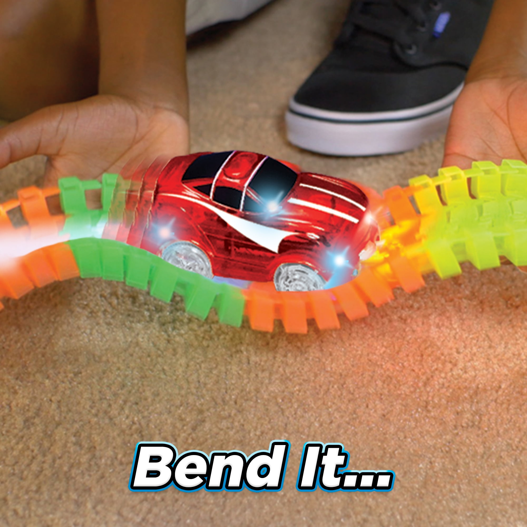 Hot Christmas Magic Tracks Bend Glow the Dark Racing Led Car Assembly Kids Toy 
