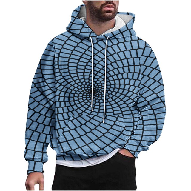 Rbaofujie Chandail en Molleton pour Hommes Mode Décontractée Chandails en Molleton à Capuche Col Rond Imprimé Pull Manches Longues Hauts Chandail en Molleton Zip Chandail à Capuchon