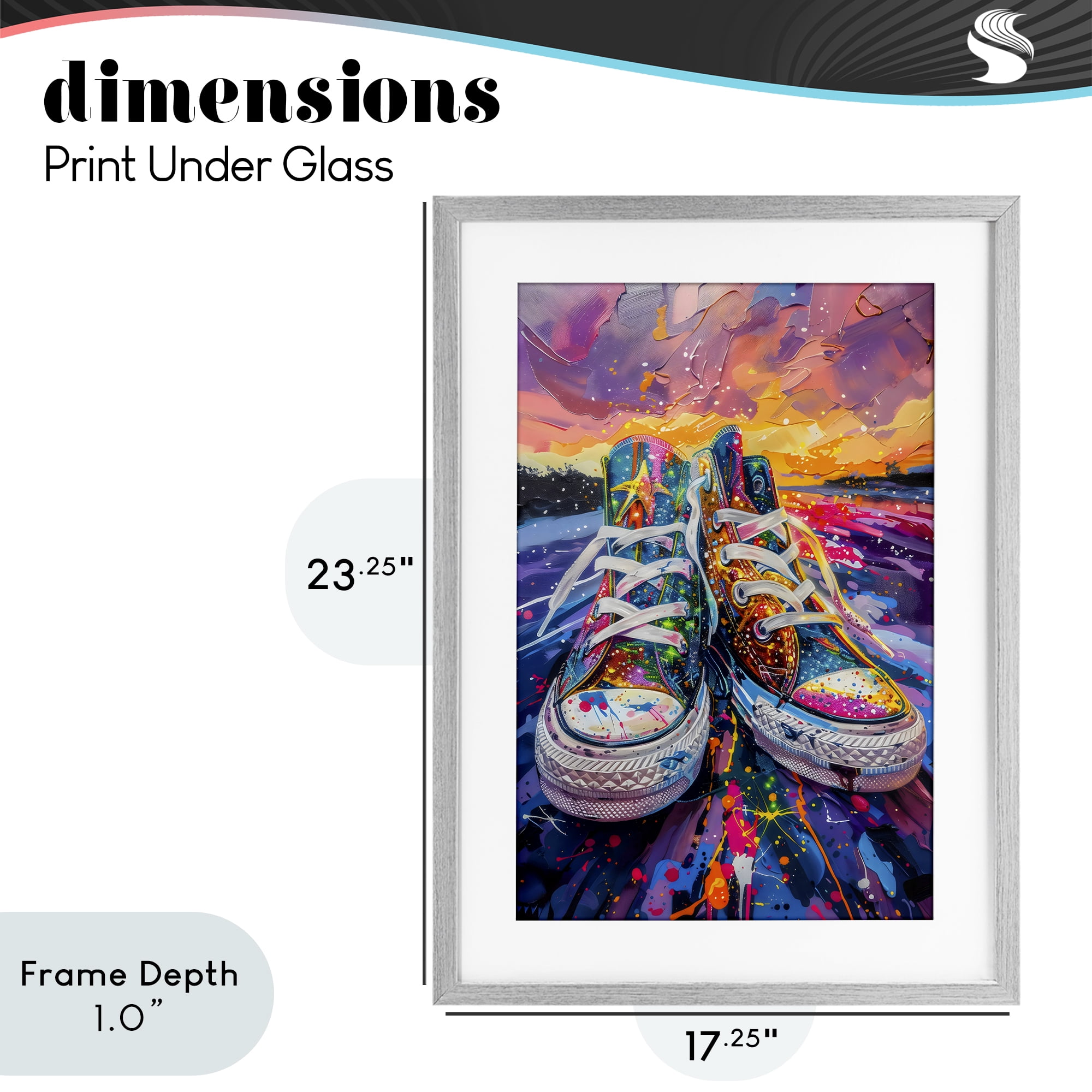 Stupell Industries Vibrant Sneakers at Sunset Gray Framed Print Under Glass, design by Creative Studio