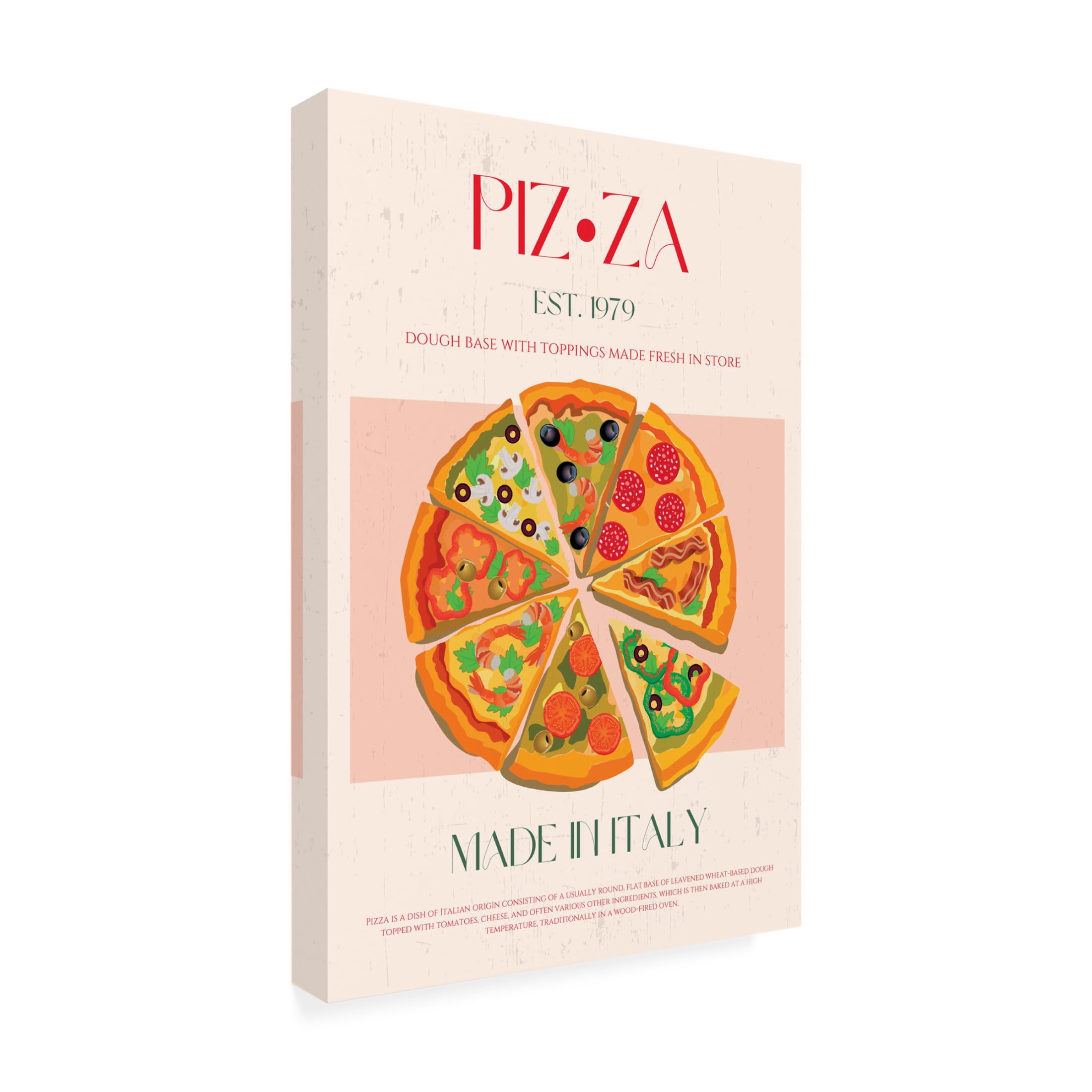 Canvas Wall Art - Nazma Khokhar 'Pizza' Wall Art for Living Room, Bedroom, or Office D?cor by Trademark Fine Art - 22 x 32 Inches