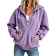thumbnail image 2 of YanHoo Corduroy Hoodies for Women Long Sleeve Zip Up Hooded Sweatshirts Loose Solid Color Pullover Tops with Pocket, 2 of 7