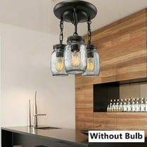 Mason Jar Lighting Modern 3-Light LED Metal Pendant Light with Clear Glass Jar Glass Shade