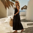thumbnail image 4 of Levmjia Womens V Neck Maxi Dress With Pockets A Line Flowy Ruffle Hem Sleeveless Casual Long Dress Lightweight Solid Color Summer Sundress Beach Daily Wear, 4 of 7