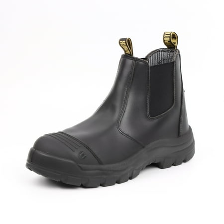 

Chelsea Work Boots for Men HANDMEN Steel Toe Waterproof Slip Resistant Anti-Puncture Anti-Static Safety Men s Slip on Working Shoes Black LV822-11.5
