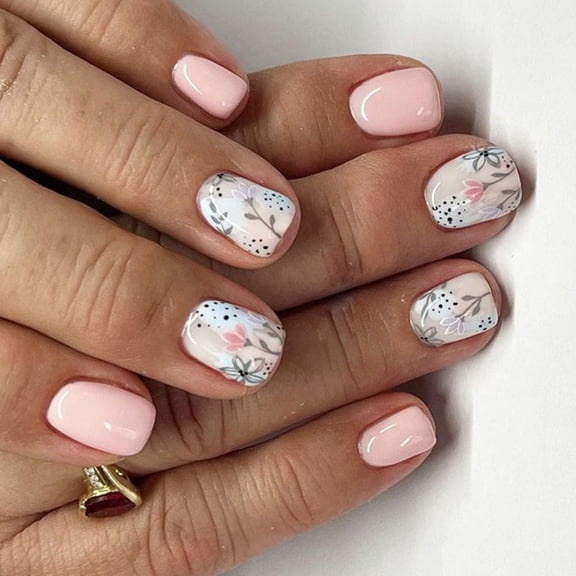 Square Press on Nails Designs Fake Nails Stick on Nails in 12 Sizes,24 Pcs French Nails Tips for DIYS Nails Decorations