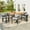 Teak Finish + Black + Gray, variant on Christopher Knight Home 7-Piece Outdoor Dining Set for 6, Patio Wood Table with Aluminum Chairs, Black+Beige