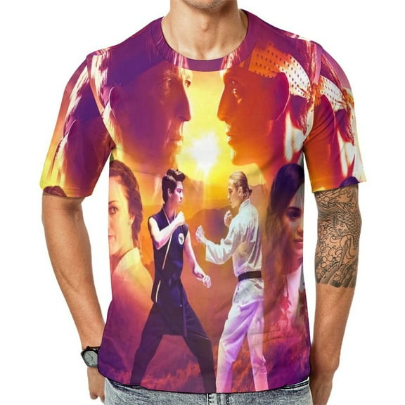 Cobra Kai T-Shirt Full Print Short Sleeve Crew Neck Casual Novelty Graphic Tee Shirt Tops for Men Women S