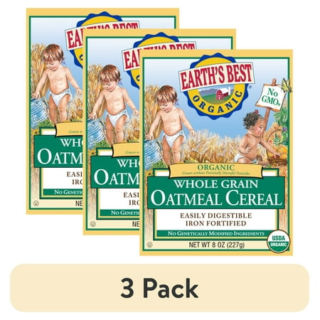 (3 pack) Earth's Best Organic Whole Grain Oatmeal Infant Cereal - 8 oz.
