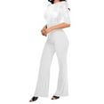 thumbnail image 4 of ZAZYULZ Charming Women's Round Neck Medium Sleeved Waistband Loose Fitting Wide Leg Sequin Jumpsuit(White,Xxl), 4 of 6