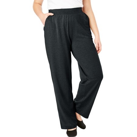 - Woman Within Plus Size Petite Wide-leg Relaxed Knit Pant