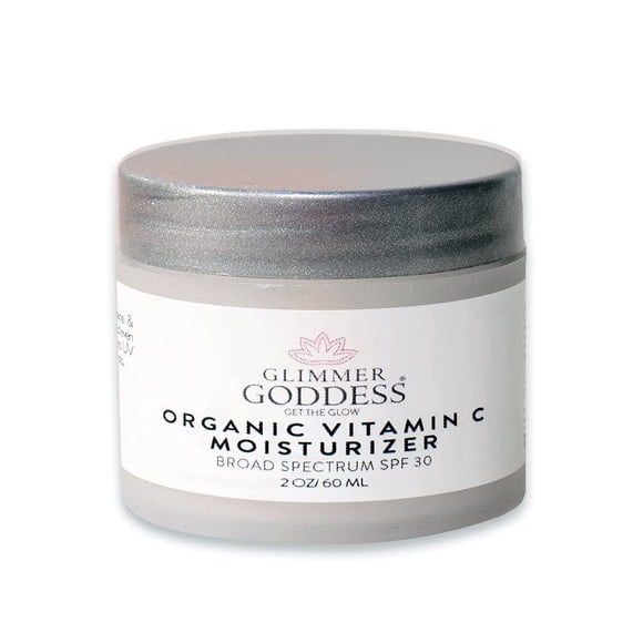 GLIMMER GODDESS Crema facial hidratante orgánica con vitamina C y espino amarillo - Hidratante diario ligero 2 oz