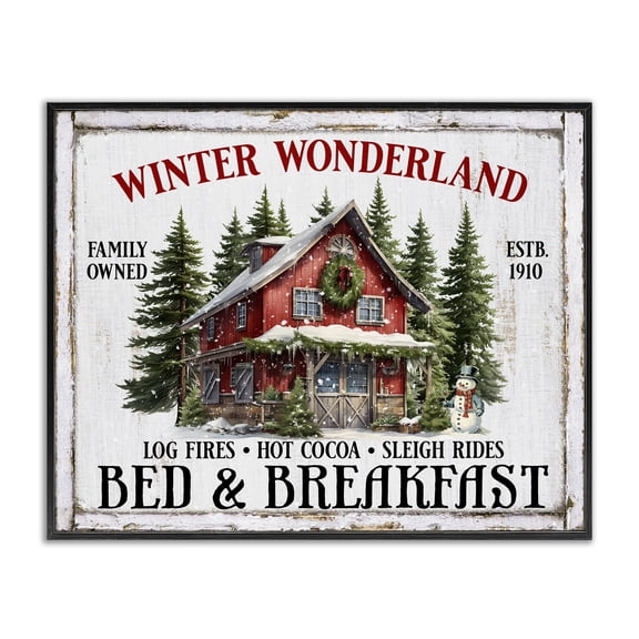 Stupell Industries Farmhouse Winter Bed & Breakfast Black Framed Giclee Art, 14 x 11, by Creatif Belle