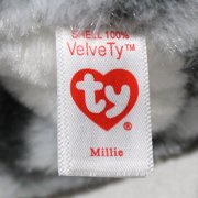 Ty Beanie Baby - Millie the Grey Tabby Cat – Glitter Eyes - Stuffed Animal
