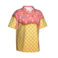 thumbnail image 2 of Easygdp Pink Ice Cream Men's Hawaiian Shirts Print Lapel Short Sleeve for Beach, vacation, party, casual occasions - Medium, 2 of 9