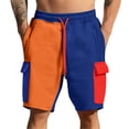 thumbnail image 2 of JoveMarine Men's Color-Block Casual Shorts, American Style 5-Pocket Design, Versatile Fashion Shorts for Daily, Beach and Summer Parties Blue L, 2 of 5