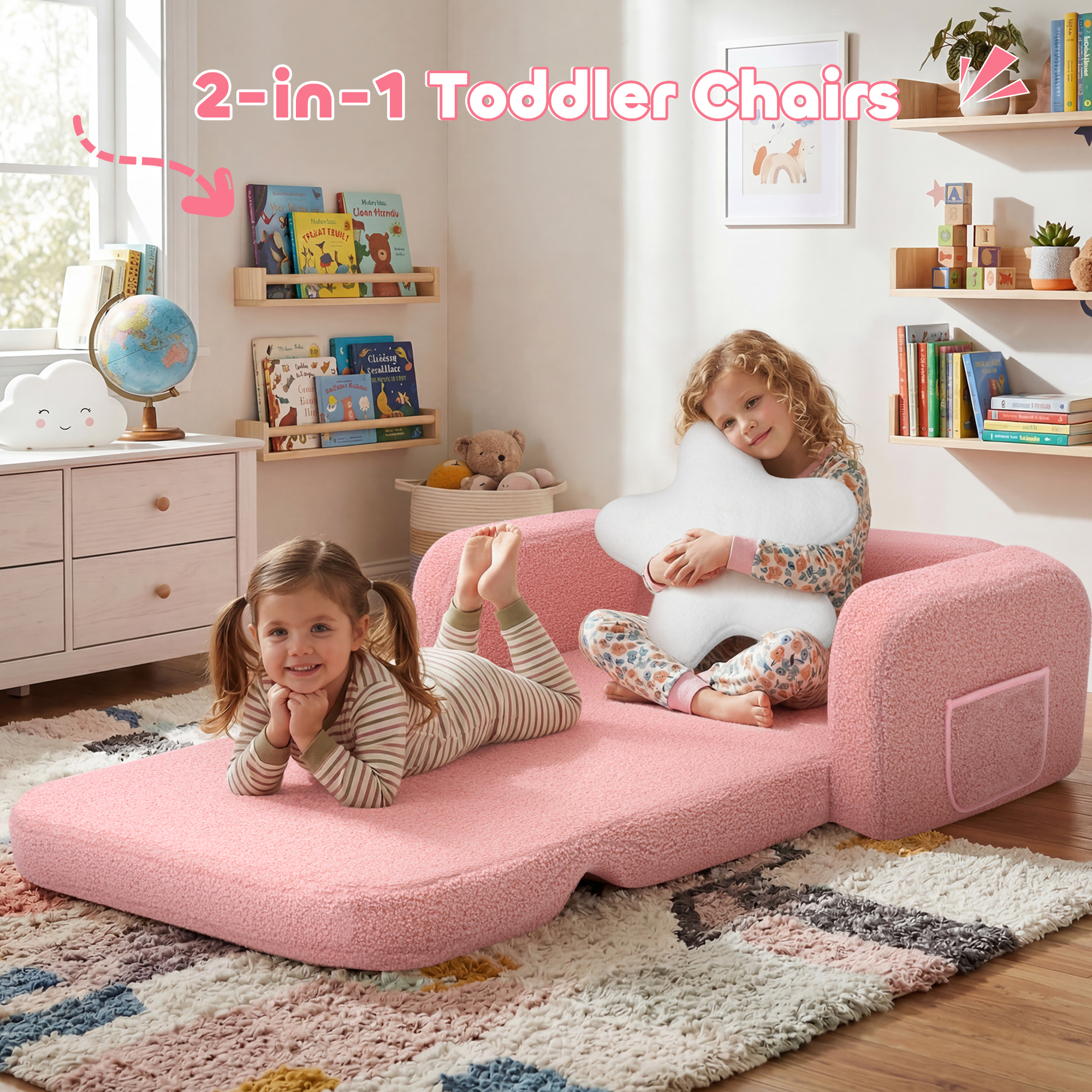Babyeap Extra Wide Kids Chair, Pink photo 3