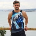 thumbnail image 6 of KLL Futuristic Blue Light White Tiger Print Men's Muscle Gym Workout Stringer Tank Tops Bodybuilding Fitness T-Shirts Tank Tops Men-4X-Large, 6 of 7
