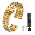 thumbnail image 3 of Uxcell Stainless Steel Watch Bands 19mm Double Pressing Butterfly Clasp Metal Solid Steel Chain Watch Strap, Gold Tone, 3 of 7