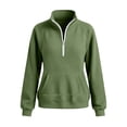 thumbnail image 4 of Admvng Women's Sweatshirt Half Zip Ribbed Knit Stand Collar Long Sleeve Pocket Casual Lightweight Pullover Top, 4 of 5