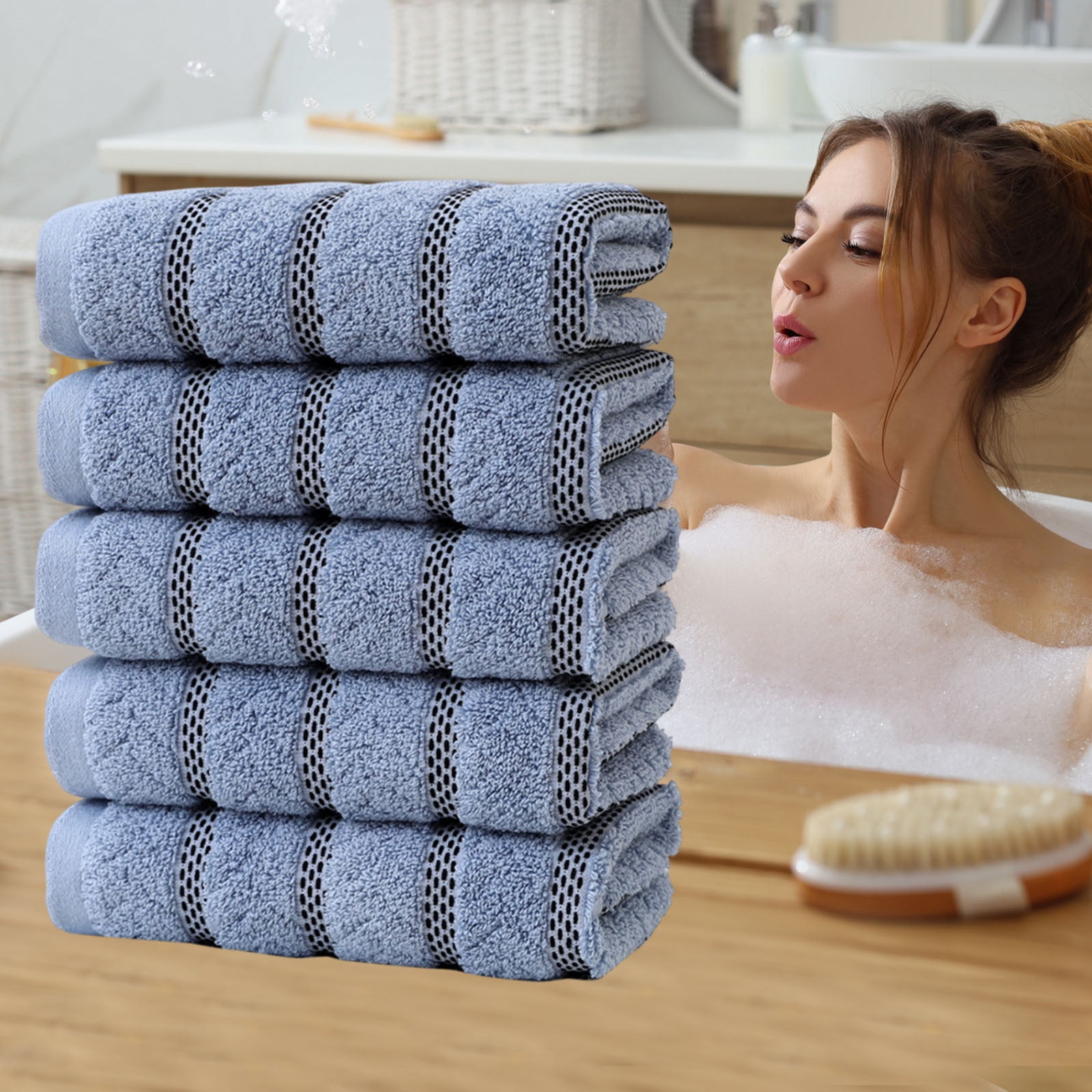 Specollect Clearance 5Pcs Classic Turkish Towels Luxurious 100% Turkish Cotton Washcloths, Highly Absorbent & Quick Dry, Face Towels Wash Cloths for Hotel, Spa & Gym