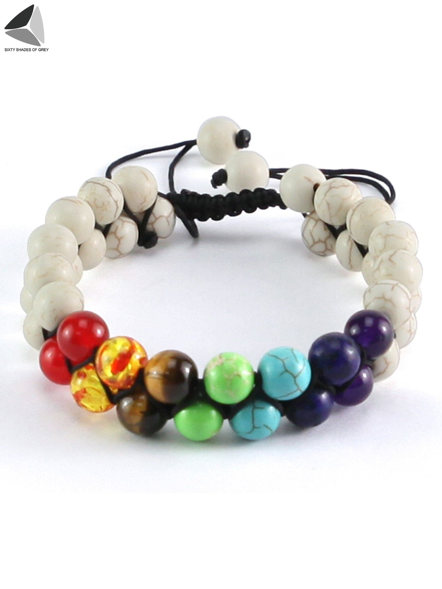 SixtyShadesofGrey 7 Chakras Healing Crystals Bracelet Yoga Stone Beads Bracelets Other Multi-Color No Metal Type Zircon Gemstone