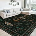 thumbnail image 4 of Geetinfly 2*6FT Area Rugs 1150Gsm 100% Polyester Rug 350Gsm Velvet Weight Pearl Velvet Washed Back Folding Simulation Printed Carpet Xm-Modern-Ecological Paradise Black tone, 4 of 8