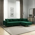 thumbnail image 2 of Modern Velvet L-Shaped Sectional Sofa 220×80×75cm Right Facing, 2 of 5