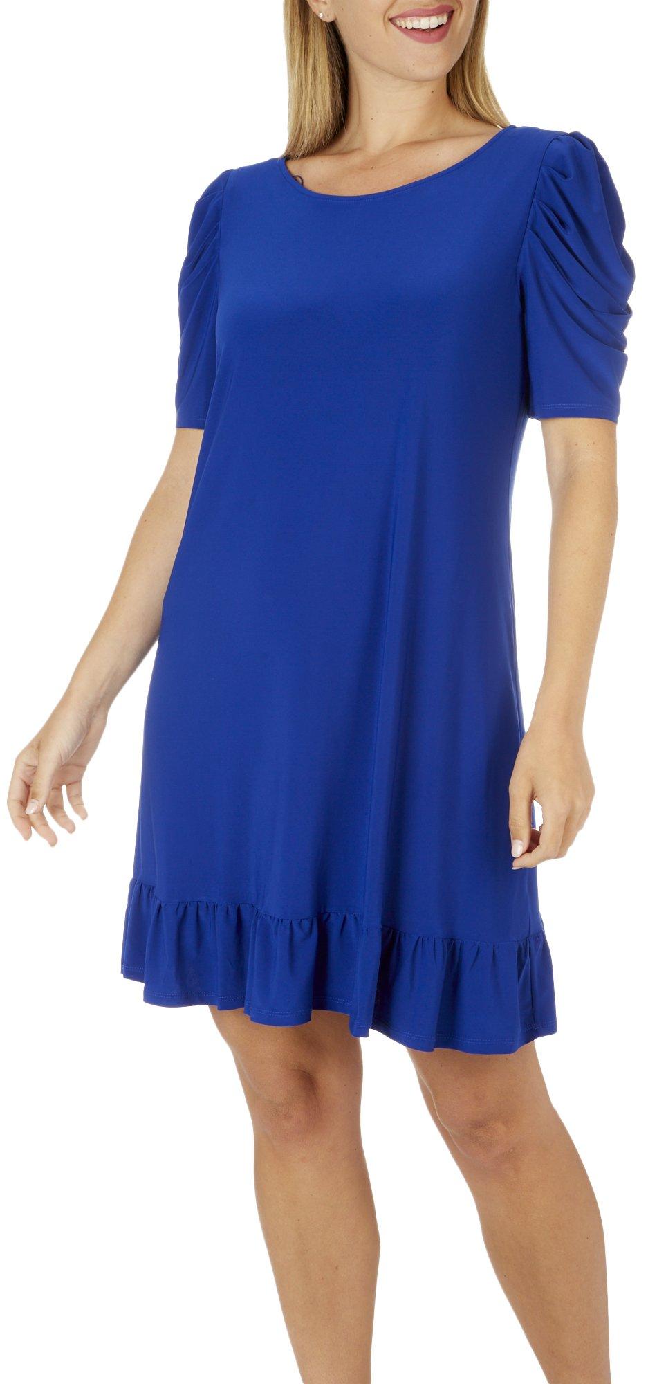 blue flounce dress