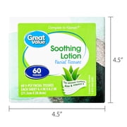 Great Value Soothing Lotion Facial Tissues, 1 Cube, 60 Tissues per Cube, 3-Ply, Compare to Kleenex®