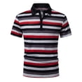 thumbnail image 2 of COSFO Mens Polo Shirt Performance Short Sleeve Summer Striped Graphic Tees Pullover Lightweight Casual Slim Fit Collared Tops, 2 of 7