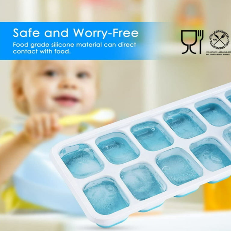 Food Grade Easy Release Silicone Cube Ice Cube Molds 14 Ice Tray Stackable  Durable Ice Cube Tray with Lid