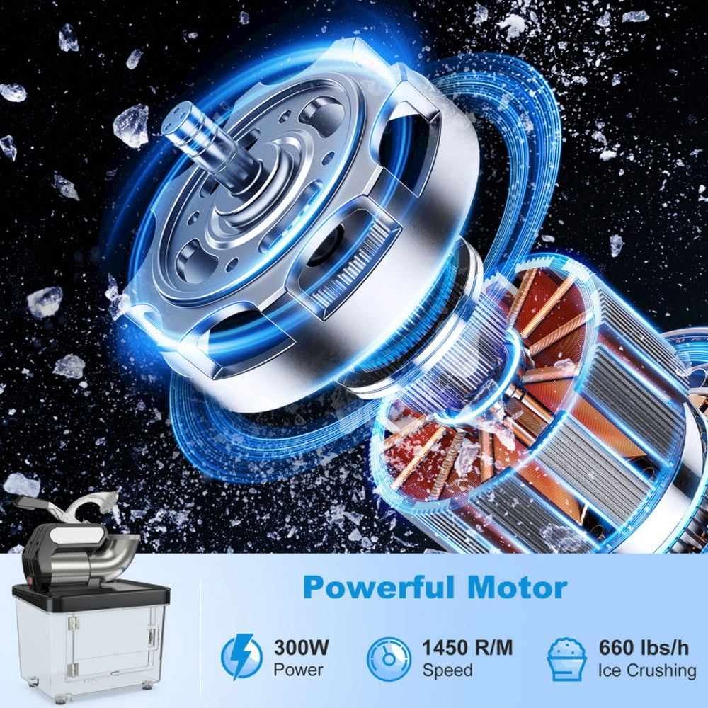 Barara King 300W Commercial Ice Crusher with Dual Blades and Safety Switch-Black