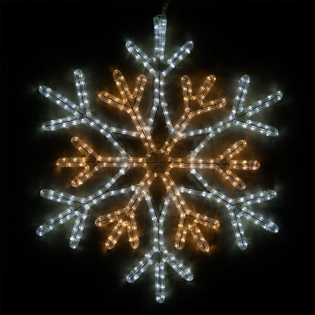 Wintergreen Lighting LED Snowflake Light Christmas Decorations Outdoor Snowflake Christmas Lights, Christmas Snowflake, LED Rope Light (28", 36 Point Star Center Snowflake, Warm White/Cool White LED)