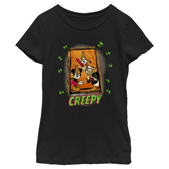 Girl's Mickey & Friends Halloween Let's Get Creepy Graphic Tee Black Medium