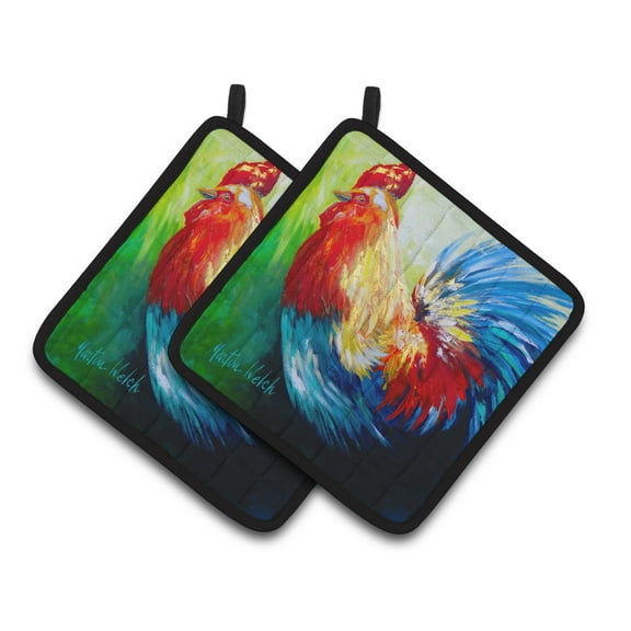 Caroline's Treasures Rooster Chief Big Feathers Pair of Pot Holders