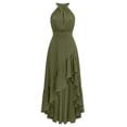 thumbnail image 4 of Iyufng Summer Dresses for Women 2026 Women's Halter Sleeveless Asymmetrical Ruffled Hem Casual Maxi Dress, 4 of 8