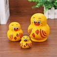 thumbnail image 4 of 10 Pcs Wooden Yellow Duck Handmade Russian Nesting Dolls Toys, Cute Lovely Animal Matryoshka Stacking Dolls Home Decor, Educational Learning Toys for Adults, 4 of 5