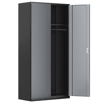 Magshion Metal Storage Cabinet with Locking Door, 72" Garage Storage Cabinet with 5 Adjustable Shelves, Steel Lockable File Cabinet for Office Home, Grey Black