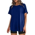 thumbnail image 2 of sovlvnd Womens Oversize Shirts Womens Solid Oversized T Shirts Crewneck Short Sleeve Summer Athletic Tees Shirt Loose Tops Navy 2XL, 2 of 7