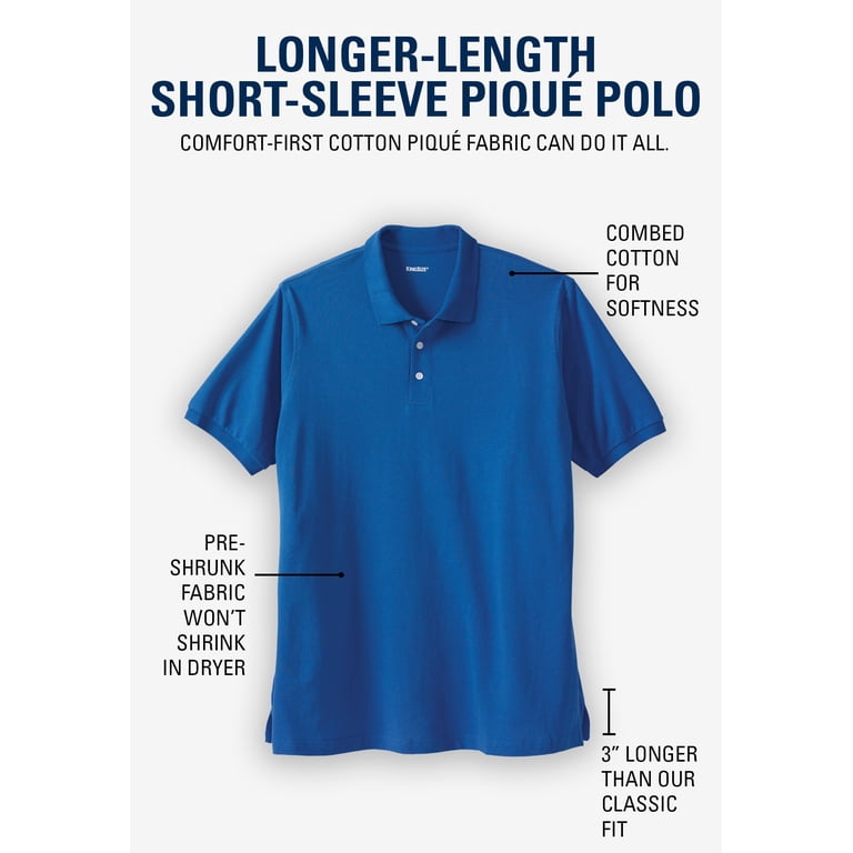 Kingsize Men's Big & Tall Cotton Polo Shirt, Longer Length photo 2