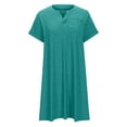 thumbnail image 4 of BangWanChi Plus Size Dresses for Curvy WomenWomen's Oversized Casual Loose Summer Solid Color V-neck Short Sleeved Dress, 4 of 5
