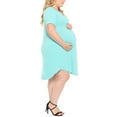 thumbnail image 2 of White Mark Maternity V-Neck Folded Sleeves Knee-Length Dress with Pockets, Women's, S-3X, 2 of 5