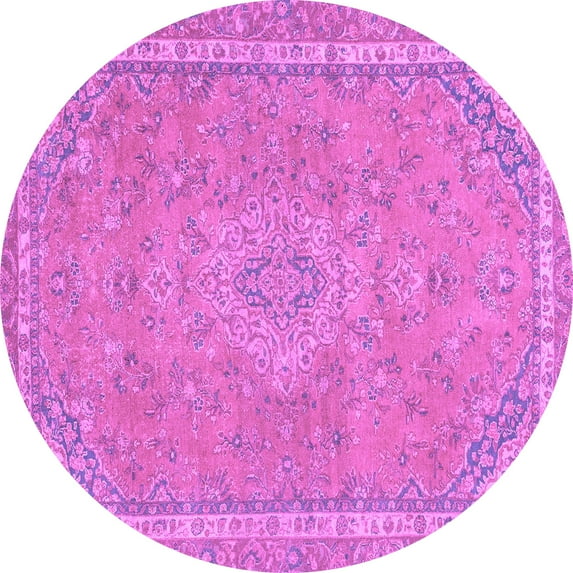 Ahgly Company Indoor Round Abstract Purple Modern Area Rugs, 3' Round