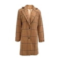 thumbnail image 4 of Zpanxa Long Winter Coats for Women Plaid Lapel Collar Button Down Wool Blend Casual Coat with Pockets Khaki 4XL, 4 of 7
