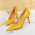 thumbnail image 4 of Zapatos de tacón alto profesionales, delgados y sexys, con punta puntiaguda y boca baja de cuero lacado brillante estilo mujer, 4 of 5