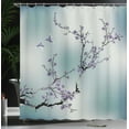 thumbnail image 3 of Ambesonne Nature Shower Curtain, Birds Cherry Branches Style, 69"Wx75"L, Cadet Blue, 3 of 4