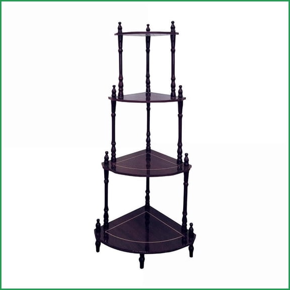 Corner Shelf, 39” Tall 4-Tier Traditional Composite Wood Cherry Finish | Cherry | Wood