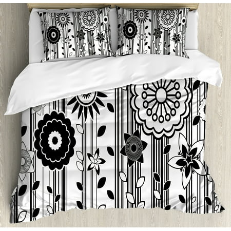 Black And White King Size Duvet Cover Set Monochrome Funky